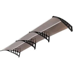 116 inch / 78 inch / 39 inch Window Awning Outdoor Polycarbonate Hollow Sheet Door Patio Canopy (Dark Brown Canopy + Black Bracket, 40''x 120'')