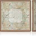 LZYRF Vintage Chinoiserie Cherry Blossom Mahjong Mat 31.5 x 31.5 in, Cottagecore Botanical Floral Bird Anti Slip and Noise Reduction Game Table Cover for Mahjong Dominoes Card Board Tile Games