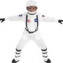 fun shack Kids Astronaut Costume With Helmet, NASA Space Outfit For Boys And Girls, Ideal For Dress Up And Parties (Medium)