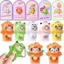 30PCS Valentines Day Greeting Cards With Kawaii Face-Changing Toys, Valentines Day Gifts for Kids, School or Classroom Exchange Prizes, Valentines Day Keychain for Boys and Girls, Kids Party Favors