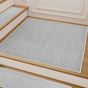 Deerly Comfortable Stair Landing Carpet Non Slip Breathable Linen Rug for Wooden Steps Peel and Stick Landing Mat Covers Indoor Absorbent with Self-Adhesive Backing 30"X30" Grey