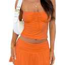 Piece Skirt Outfits for Women Y2k Summer Bandeau Going Out Crop Tops and Low Wasit Mini Skorts Sets