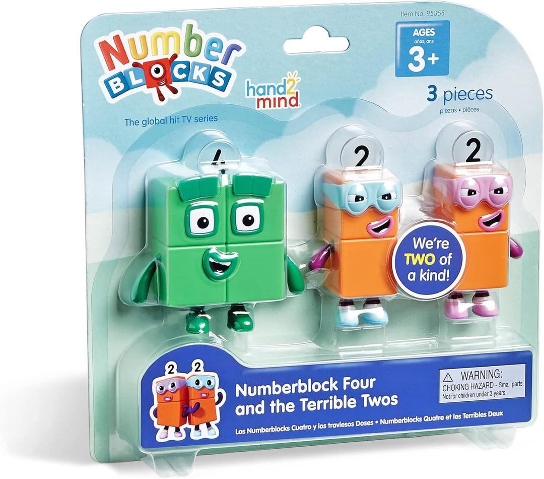 hand2mind Numberblocks Four and The Terrible Twos, Toy Figures Collectibles, Small Cartoon Figurines for Kids, Mini Action Figures, Character Play Figure Playsets, Imaginative Toys