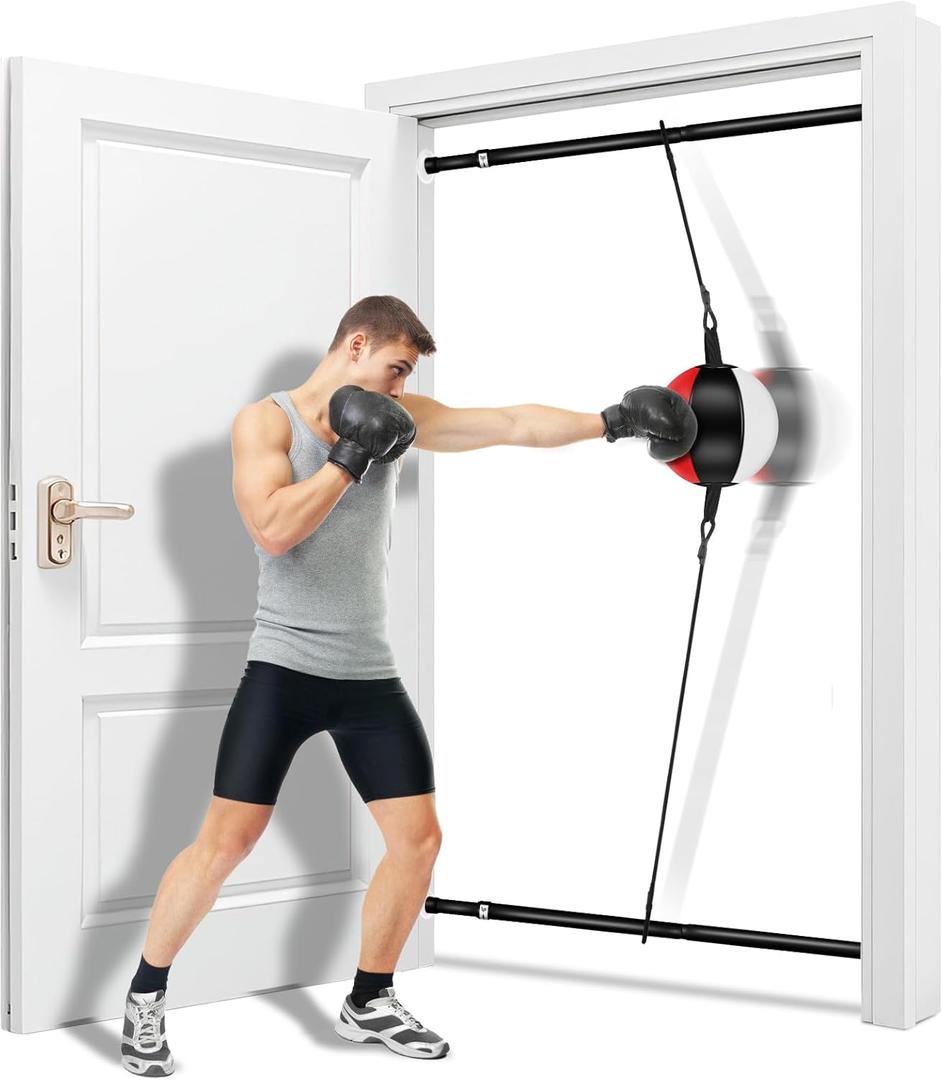 Doorway Punching Bag Double End Bag for Boxing, No Wall Installation Boxing Training Set with Bungee Cords, Double End Punching Ball Striking Equipment for Training at Home & Gym