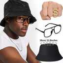 GIFIKOI 80s 90s Hip Hop Costume Outfit Kit Mobile Phone Inflatable Radio Box Necklace Bracelet Ring Glasses Hat Rapper Costumes Accessories Set (Black)