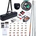 Goture Fly Fishing Rod and Reel Combo with Fly Rod & Gear Case, 9FT 4-Piece Fly Rod, Pre-Spooled Reel, Fly Line, Flies, Leader, Tippet, Forceps, Nipper and Complete Starter Kit