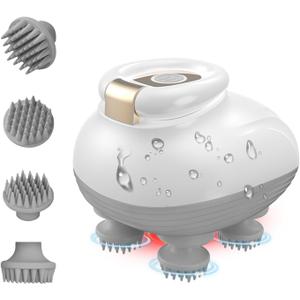 TISSCARE Electric Scalp Massager, Cordless Head Massager Scalp for Hair Growth and Stress Relax, 3 Speed Modes, Waterproof Handheld Portable Head Scratcher for Pet Dog Cat Massage, Gift for Women Men (White)