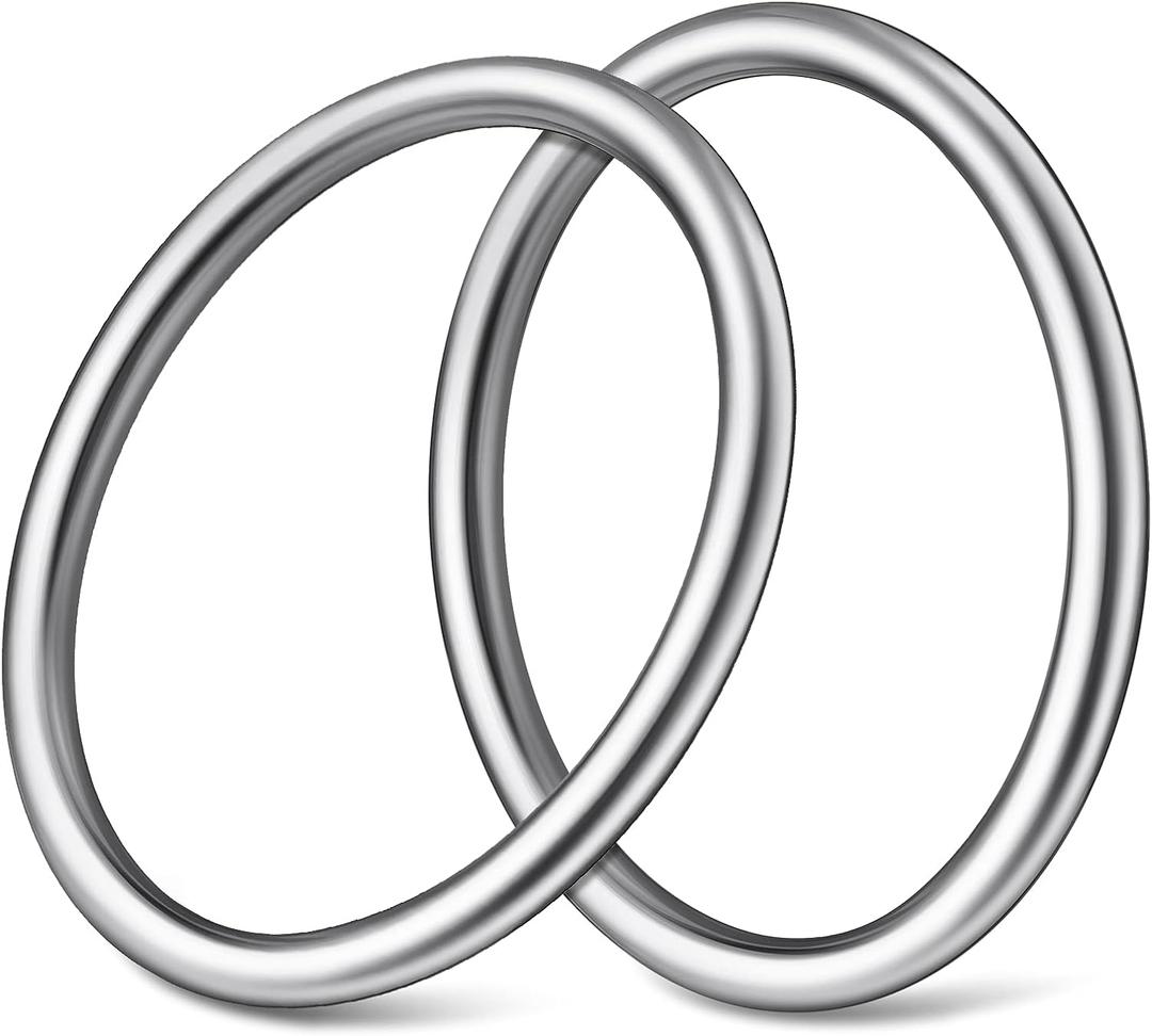 Hotop Metal O Ring Seamless 304 Stainless Steel Rings Welded Multi-Purpose Smooth Round Ring for Hanging Flower Basket Crafts(2 Pcs,4 Inches)