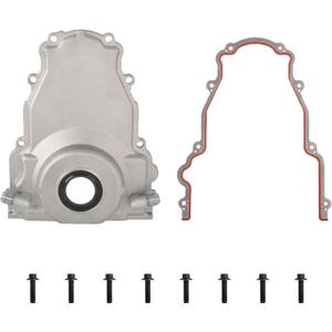 Aluminum LS Front Timing Cover with w/Crank Gasket and Bolts Set Compatible with Gen 3 Turbo Oil Drain Return, Gen III GM LS Series -10AN 551589