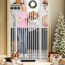 SHYUJAJIE 55 Inch Extra Tall Pet Gate for Cats,29.92"-43" Adjustable Wide Dog Gates,Pressure Mounted Walk Through Tall Pets Gate for Doorways,Hallway,Stairs(White)