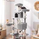 Feandrea Cat Tree, 66.1-Inch Large Cat Tower, Multi-Level Condo, Light Gray