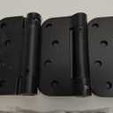 Luxbaro 3 Pack Self Closing Door Hinges 4 Inch, Matte Black Spring Loaded Hinges with 5/8'' Radius Corners, Adjustable Tension for Garage, Front Door, for Left and Right Hand Door, UL Listed