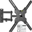 Full Motion TV Wall Mount for Most 26-55 Inch TVs, Corner Wall Mount TV Bracket with Tilt Swivel and Articulating, Single Stud Center Design Fits Flat/Curved TVs, Max VESA 400x400mm Up to 77 lbs