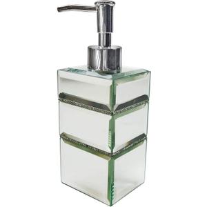 Elegant Home Fashions Leah Mirrored Lotion Pump with Crystal Beads, Mirror Finish, White (1 Count (Pack of 1))