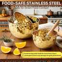 Gold Mixing Bowls, Hammered Mixing Bowls Set of 3 (7.2, 4, 2Qt), Stainless Steel Large Golden Finish Kitchen Bowls, Gold Serving Bowls for Entertaining Prepping Cooking Baking, Multipurpose Bowls
