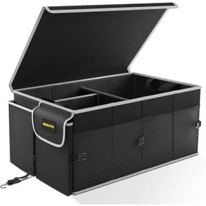 MIKKUPPA Car Trunk Organizer - 65L Collapsible Trunk Organizer with Lid, Sturdy Car Storage for SUV Auto Truck Van with Adjustable Straps and Non Slip Bottom