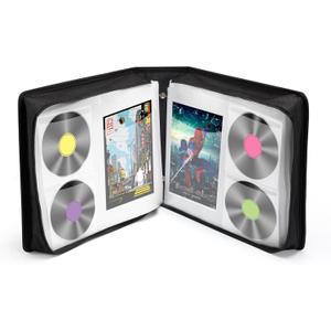DVD Case 200 DVDs and 100 Booklets Capacity, CD/Blu-ray Storage Binder Case with Booklet Inserts Media Organizer Holder Black Blu ray Wallet for Car (200 Capacity)