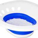 Sitz Bath for Toilet Seat Hemorrhoids and Postpartum Care,Yoni Steam Seat, Collapsible Sits Bath Kit for Women,Easy to Store,Wide Seat,Deeper Bowl (Blue No Flusher)