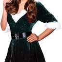 Hillban Santa Costume for Women Mrs. Santa Claus Costume Cosplay Christmas Dress Hooded Fluffy Velvet with Belt for Christmas (XL, Green)