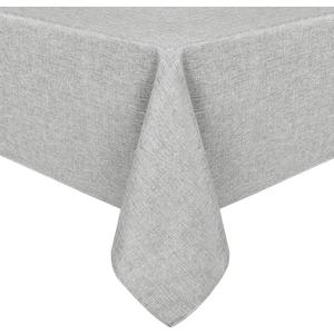Hiasan Faux Linen Rectangle Tablecloth - Wrinkle and Stain Resistant Washable Table Cloth for Kitchen Dining Room Holiday Table Cover for Dinner, Light Grey, 60 x 120 Inch