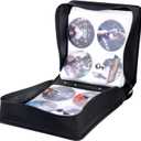 Siveit CD/DVD Binder, CD DVD Case Holder Binder 400 Capacity CD/DVD Wallet Storage Booklet Album Box (White binder, PU Black)