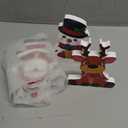 Snowman Christmas Decorations Indoor, Cute Winter Tiered Tray Decor Set of 5, Wooden Snowman Blocks Xmas Table Decoration for Party Home Office Shelf Door (Santa Claus Reindeer)