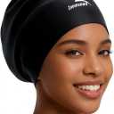 X-Large Silicone Swim Cap for Long Hair, 14.2in Long Waterproof Anti-Leak Seal for Braids, Dreadlocks, Weaves, Afros & Curls, Swimming Cap for Women & Men, Idea for Pool, Beach, Swimming