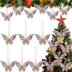 Kenning 6 Pcs Butterfly Christmas Ornaments Butterfly Hanging Ornaments Gifts for Christmas Tree Decorations Colorful Xmas Tree Decor Keepsake Gift for Women Girls Mom Sisters(Multicolor)