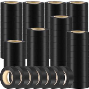 Qilery 60 Pack Electrical Tape Waterproof 3/4 in x 65 ft Electric Wire Tape for Any Weather Under 600v Home Outdoor Insulating Wire Wrapping(Black)