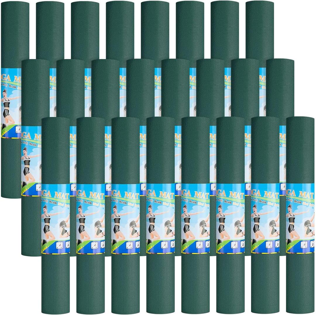 3 mm Thick Yoga Mat Bulk, Non Slip Exercise Workout Fitness Pad for Women Men, Gym Home Yoga Pilates, Easy to Clean, Sturdy PVC (Dark Green)