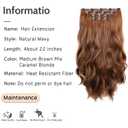 Long Hair Clip in Extensions 4PCS Seamless Clips ins for Women Non-Weft Wavy Easy Hairpieces Charming Wave Synthetic Fiber 22 Inch Full Head Breathable Medium Brown mis Caramel Blonde