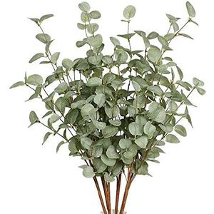VGIA 3 Pcs 27" Eucalyptus Stems Greenery Stems Eucalyptus Leaf Spray in Green Silk Plastic Plants Floral Artificial Plants for Home Party Wedding Decoration