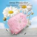 for AirPods Pro 3 Case (2025) DamonLight Daisy Floral Engraved Shockproof Protective Soft Silicone Case Cover with Cleaning Pen and Keychain for Apple Airpods Pro 3rd Generation (Pink)