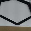 Coffee Table Glass Modern Coffee Table, Hexagon Free Combination Glass Center Table Small End Tables with Metal Frame for Living Room Set of 3 (Black)