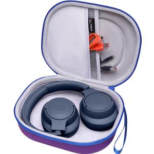 LTGEM EVA Hard Case for JBL Live 770NC/660NC/650BT/460NC/670NC/400BT/500BT and JBL Tune 770NC/710BT/720BT/760NC/700BT/750BT/510BT/660NC/520BT/500/E45BT Bluetooth Wireless Headphone(Purple+Grey) (9.Purple outside + Gray inside)