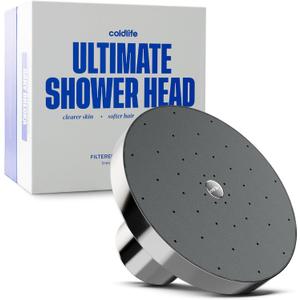 Cold Life Filtered Shower Head for Hard Water - Recommended by Gary Brecka - Wide-Face High-Pressure Shower Head with Filter - Multi-Stage Filtration for Skin & Hair, 99% Chlorine Reduction, Chrome