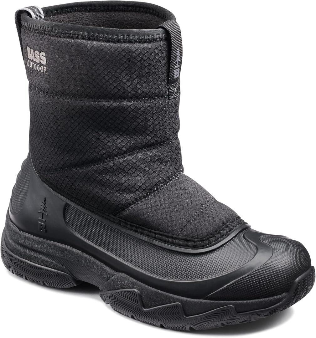 BASS OUTDOOR Women's Pull-on Boots Snow, Rain Or Cold Weather Hiking (11, Black)