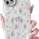 NITITOP Compatible with iPhone 11 Case Cute Flower Floral Shell Textures for Girls Women Soft TPU Slim Hard Back with Lens Protective Phone Cover - Tulip Pack of 3