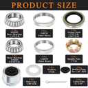 2 Sets Trailer Bearing Kit 3500 lb Boat Trailer Axle Bearing Kits L68149 L44649 Bearing Kits, with 171255TB Grease Seal, Spindle Nut, Dust Cap for 3500lb 1-1/16'' to 1-3/8'' #84 Spindles