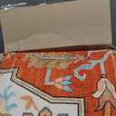 WILLSUN Washable Area Rugs, 8x10 Non-Slip Boho Large Area Rugs for Living Room, Bedroom, Machine Washable Vintage Rug, Indoor Floral Print Carpet for Home Decor, Kid & Pet Friendly Mat (Orange)