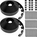 Sasylvia 2.5'' x 200' Landscape Edging Kit Edging Border Coil Include Anchoring Spikes 10 Connectors Plastic Garden Border for Lawn Garden Grass Yard Home(Black) (2.5 Inch)