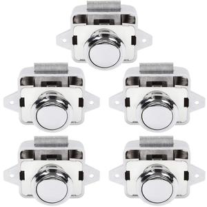 OCGIG 5 PCS Push Button Latch Cabinet Door Catch Keyless Cupboard Locks for RV Yachts Motorhome Camper Caravan Electroplated Silver-5PCS