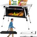 CampLand Aluminum Table Height Adjustable Folding Table Camping Outdoor Lightweight for Camping, Beach, Backyards, BBQ, Party (SilverB, Rectangle)