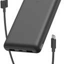 Belkin Portable Charger, USB-C Power Bank 20000 mAh w/ 2 USB-A Ports, 15W w/ Type-A to Type-C Cable for iPhone 16, 16 Plus, 16 Pro, 16 Pro Max, Samsung Galaxy S25, Galaxy S24, Pixel 9, & More - Black