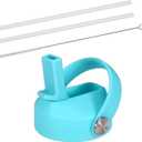 2 x HYDROWION Straw Lid for Hydro Flask Wide Mouth, Flex Straw Lid Compatibility Most Sports Water Bottle 12 16 18 20 32 40 64 oz, Straw Lids for Simple Modern Ascent Water Bottle (Mint)