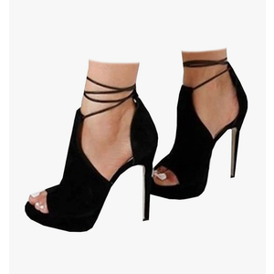Womens Peep Toe Platform Heels Sexy Sandals Strappy Lace Up Tie Stilettos Dress Pumps Shoes, Size 9