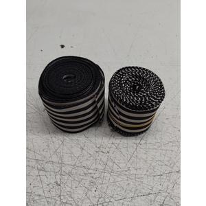 Moukeren 2 Rolls Black and Cream White Stripe Wired Edge Ribbon Halloween Rustic Ivory Boho Black and White Ribbon for Christmas Party Gift Wrapping Bow DIY Craft Home Decor(2 Inch, 20 Yard)