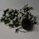 Artificial Faux Hanging White Flowers Plants Basket for Outdoor Outside, Fake UV Resistant Realistic White Morning Glory Flowers for Porch Home Balcony Yard Patio Decoration