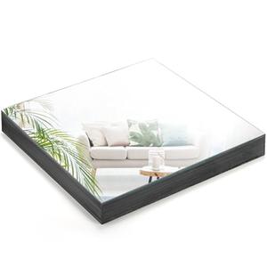 Suwimut Set of 4 Square Mirror Candle Plates, 12x12 Inch Frameless Glass Mirror Trays Wall Mounted Glass Mirrors Tiles for Table Centerpieces, Wedding Party Decorations, Wall Decor, Crafts, 1.7mm