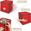 WDZREE Premium Large Christmas Ornament Storage,Box with Side Open, Drawer Style Trays - 3" Compartment, 4 Trays, Keeps 64 Holiday Ornaments -Made of Durable 600D Oxford Fabric Tear-Proof Material (Red)